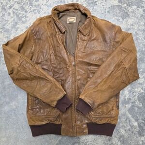 Vintage 80s Banana Republic Safari Leather Jacket Brown Mens Size Large 42